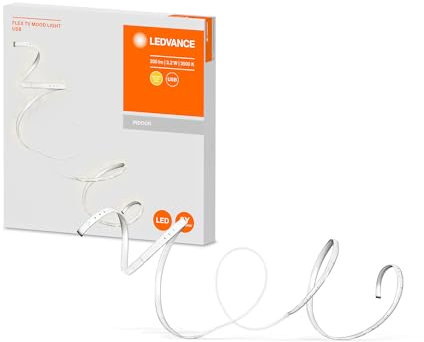 LEDVANCE TV LED Strips 1m mit USB Anschluss, 3500K, Hintergrundbeleuchtung für Fernseher, Beleuchtung für Bilder, Lichtband selbstklebend, TV Surround FLEX Strips, Weiß