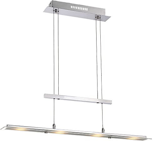 Zugpendellampe Hängeleuchte Wohnzimmer Deckenleuchte LED mit Höhenverstellung, silber verchromt, 4x LED 4x 5 Watt 4x 400 lm, H 165 cm