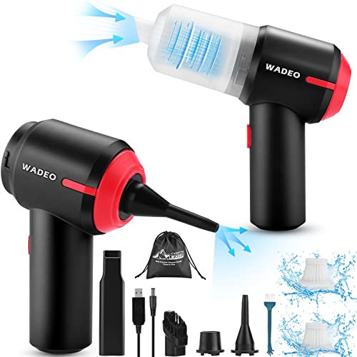 WADEO Handheld Vacuum Cleaner Cordless Mini, 3 in 1 Electric Dust Buster Air Blower Vacuum Pump with 5200PA Strong Suction for PC Laptop Console Piano Car Home Office Cleaning (Black)