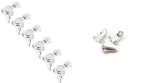 Fender 990818500 Locking Stratocaster & Telecaster Tuning Machines, Chrome Vintage Buttons & American Standard String Guides - Chrome, FENSTRINGGUIDES