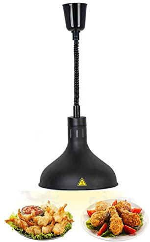 scosao Lebensmittel Wärmelampen Speisenwärmer Wärme Lampe Hängende Höhenverstellbar Gewerbliche Küche Heizlampe Vintage Kronleuchter für Partys Buffets Catering,Black