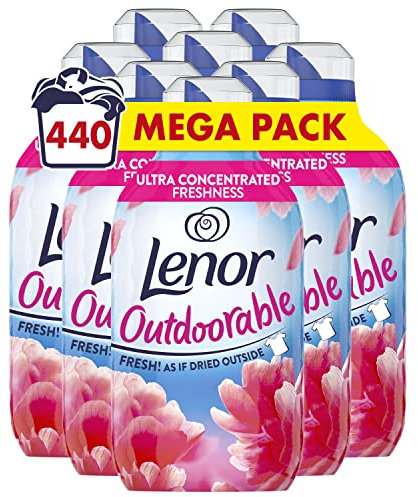Lenor Outdoorable Fabric Conditioner, 440 Washes, 6.16 L (770 ml x 8), Pink Blossom, Ultra Concentrated, Outside Freshness Even When Drying Inside