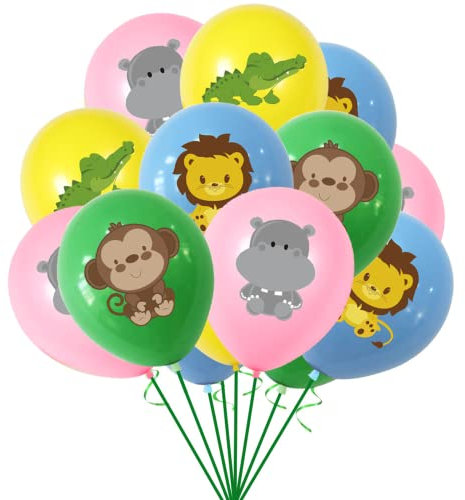 POPOYU 16 Stück Waldtier Geburtstagsdeko,12 Zoll Waldtier Kindergeburtstag Ballons Dschungel Luftballons Tier Waldtier Latexballons für Waldtier Party Dekorationsballons Waldtier Geburtstag Party Deko