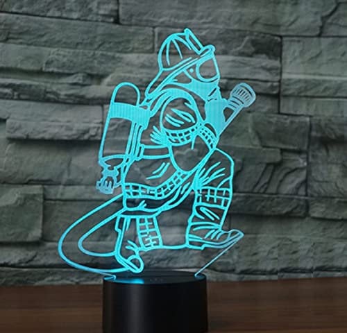 SUPERRUIDALONG 3D Die Feuerwehr Fernbedienung 16 Farben Nachtlichter Illusion Acryl LED Tisch Nachttisch Lampe Kinder Schlafzimmer Schreibtisch Dekor Geburtstag Geschenke Spielzeug für Kinder