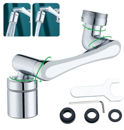Prolunga Aeratore Rompigetto Rubinetto One Pcs di Prolunga Multifunzionale Girevole a 1440 Gradi,2 Modalità Acqua Regolabile, Applica a Rubinetti Filettati M20 M22 M24 per Cucina e Bagno