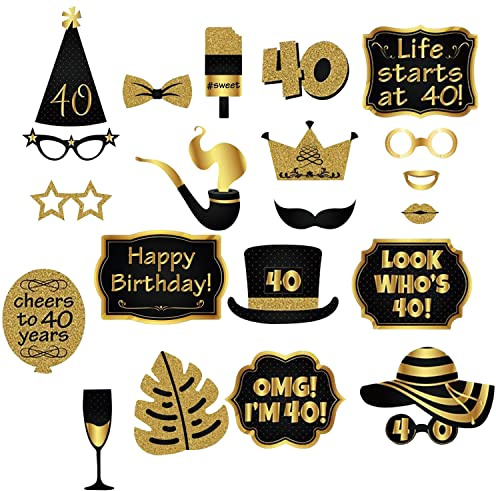 WedDecor Large Size Happy Birthday Party Accessories for 40th Birthday Selfies Photo Booth Props Celebration Surprise Kids Men and Women Memorable Party 1pc