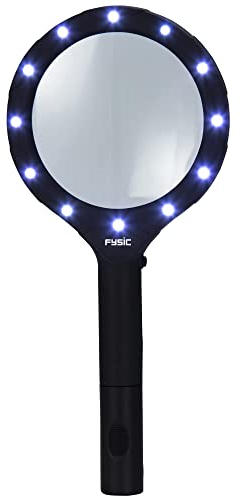 Fysic FL-14 Lupe mit LED Licht - Handlupe - Leselupe mit Licht - Lupe für Senioren - schwarz