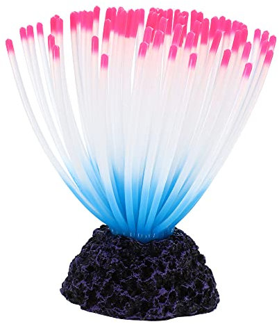 VOCOSTE Silikon Leuchtende Aquarien Anemone für Fische Rosa 18.5cm Höhe