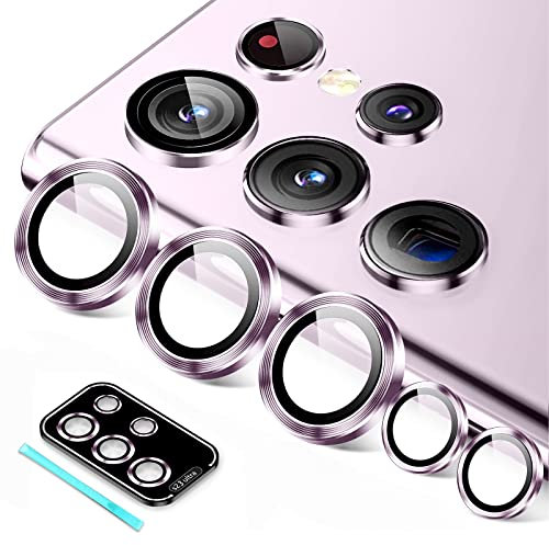 Fewdew for Samsung Galaxy S23 Ultra Camera Lens Protector, 9H Tempered Glass [Anti Scrach] [Ultra HD] Metal Individual Ring Camera Screen Protector Cover for S23 Ultra 5G 2023 [Removal tool],Lavender