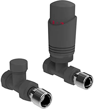 Anthrazit Thermostat Heizkörperventil abgewinkelt Ecke oder gerade grau Heizkörper TRV Thermostatventile (gerade)