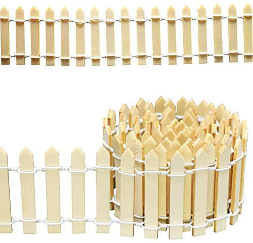Miniatur-Gartenzaun HolzzaunFlexibler Miniatur-Zaun, Miniatur Zaun Gartenzaun Holz, verwendet für Miniaturlandschaft Puppenhaus Blumentopf Fee Gartendekoration Die Farbe des Holzes 100cm*5cm