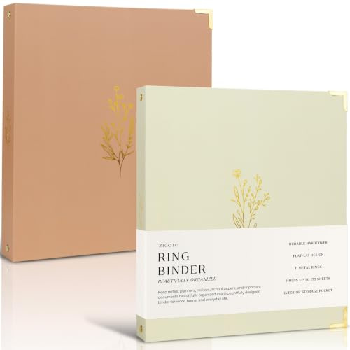 Ästhetisches Ringbuch, 2er-Set für Frauen – niedliche Ordner mit 25,4 x 29,2 cm Hardcover und 3 Ringen – perfekt, um organisiert bei der Arbeit oder in der Schule zu bleiben