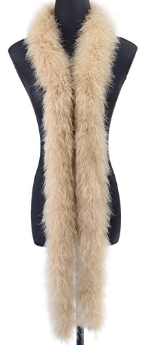 Surakey Flauschige Federboa zum Basteln, Federboa,Länge 200cm,Feder-Schal,Turkeyfeder Verkleidungszubehör,Halloween-Handwerk,Hochzeitsdekoration,Federstola Federschal Kostüm Karneval Mottoparty,Kamel