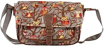 Viynl Umhängetasche mit Eulen-Aufdruck, Umhängetasche, ca. 23 cm x 28 cm., grau, One Size