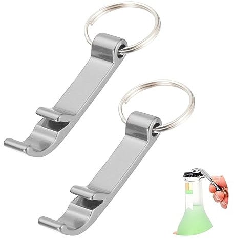 2 Stück Flaschenöffner Schlüsselanhänger - Silber Schlüsselanhänger Flaschenöffner, Aluminium Bieröffner Bottle Opener, Mini Bieröffner Schlüsselanhänger für Karneval, Familie, Camping, Parteien