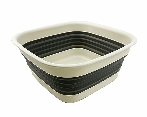 SAMMART Bassine pliable de 8 l - Bassine pliable - Lavabo portable - Lavabo en plastique peu encombrant (gris/noir délavé)
