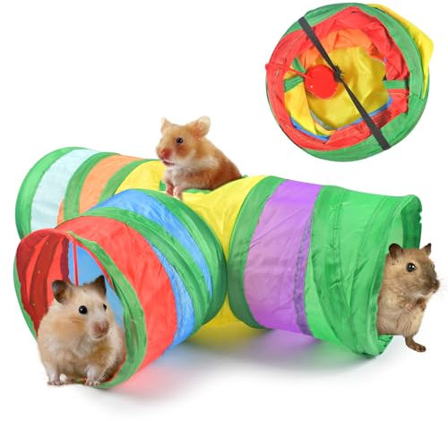 Tunnel dei Conigli Pieghevole 3 Vie per Animali Domestici, per Gatti e per Fare Esercizi
