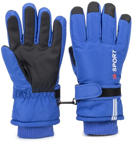 XuoAz Kids Winter Ski Snow Gloves - Warm Waterproof Snowboard Gloves Mittens for Boys Girls (for 5-10 Years)