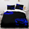Double Duvet Set Navy Blue Rose Fluffy Double Duvet Cover 110g/㎡ Microfiber Bedding Double Bed Set with Zipper + 2 Pillow Cases (19x29) Also as Teenage Home Decor