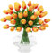 Fake Tulpen Künstlich Wie Echt -12 Stück Künstliche Kunstblumen Tulpen Orange Wie Echt Real Touch Kunst Tulpe Latex für Zuhause Hotel Zimmer Tischdekoration