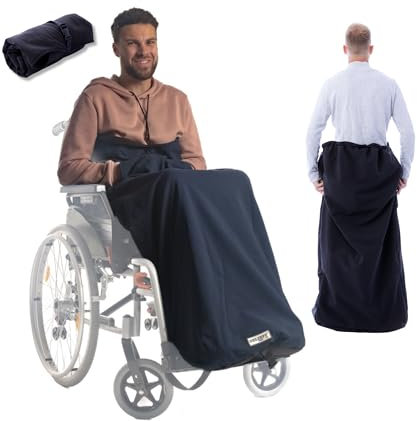 BELIEFF Rollstuhl Decke Erwachsene - Rollstuhldecke Beindecke - Rollstuhlsack - Rollstuhl Schlupfsack - Fußsack - Reißverschluss - Blau - Large