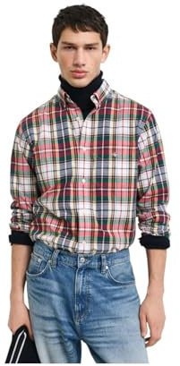 GANT Reg Poplin Tartan Chemise à Carreaux, Rouge Rubis, M Hommes