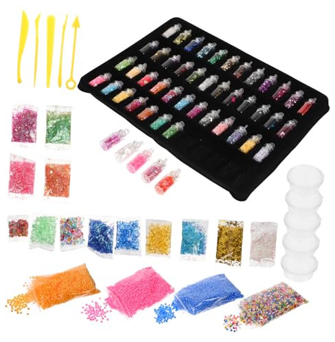 STOBOK 1 Satz Epoxid-Schmuckset Mädchen basteln kleine Modellierkugeln Werkzeug Bunte Füllperlen Kugeldekor füllen Schleim handgefertigte Materialien Glas mit Herzen Stofftasche Kind