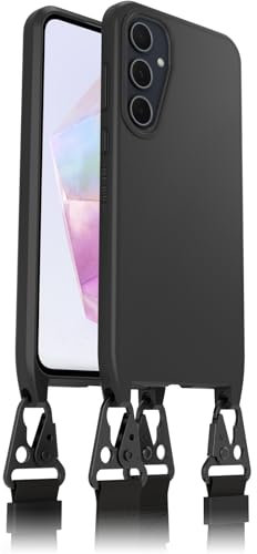 Otterbox Funda React Lanyard para Samsung Galaxy A35 5G, Ultra Fina, Funda Protectora con cordón para Cuello Ajustable y Desmontable, Testada según los Estándares Militares, Noir - Sin Caja Retail