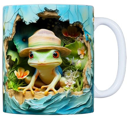 Sublime Corp. Taza animales adorables con efecto 3D | Tazas de diseño para colección o regalo | Tazas de café efecto 3D (Rana)