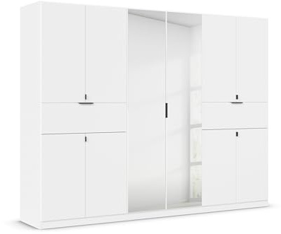 Rauch Möbel TICAO, Kleiderschrank, Farbe Weiß, Breite 271 cm | Schrank, Mehrzweckschrank, 10-türig, Spiegel, 2 Schubladen, für Schlafzimmer, Kinderzimmer, Homeoffice, Garderobe, Flur