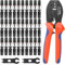 【63 Pcs Kits de Herramientas Pinzas Prensado Solar】IP67 Kit de Enchufe PV Pinzas Prensado, Adecuado Para Cables PV de 2,5/4/6mm Cuadrados, 1 Pinzas Prensado+30 Pares Enchufes Solares+2 x llaves
