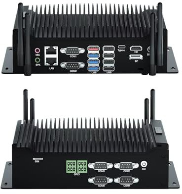 WEIDIAN PC Industriales, Industrial Fanless PC i7 10610U, Mini Computer with 6RS232 COM, Type-C, HD, DP Triple Display, 8USB, 2GPIO, WiFi, BT4.2, Win 11, VESA Mount (16GB DDR4 RAM 256GB SSD)