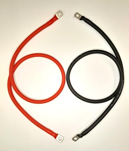 Cable Assembly Innovations Battery Cable - 16mm² (5 AWG) - M10 Lugs - 12V, 24V, 48V (up to 100V) - H01N2-D Rubber - Red & Black - 2 Metre (2m)