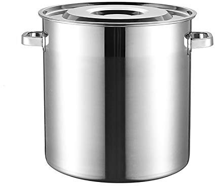 Suppentopf aus Edelstahl, großer, tiefer Suppentopf aus Edelstahl für Induktionsherde, Auflaufform, Kochtopf, Durchmesser 30 cm, Höhe 30 cm (24 Liter) (Farbe: Silber, Größe: 60 cm x 60 cm (1