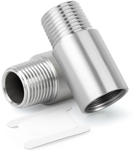 TAISHER 2 pezzi Raccordi per tubi in acciaio inox, 1 BSP maschio x 1 BSP femmina filettati, tubo fuso con nipplo di 50 mm di lunghezza, per acqua, olio, aria e gas