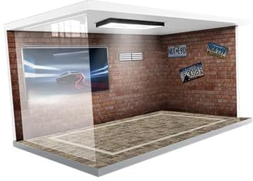 Folpus 1/18 Modellauto Vitrine mit Integrierter Lichtquelle für Sammler, Rote Ziegelsteine