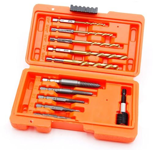 Juego de extractores de tornillos y brocas para quitar tornillos