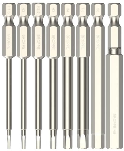 Rarapop 8Pcs Hex Head Allen Wrench Screwdriver Bit Set 1/4 Inch Hex Shank 3 Inch/75 mm Length S2 Steel with Magnetic for Power Screwdriver Drill Impact Driver (8Pcs 75mm)