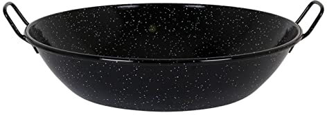 AC - Paellera Honda esmaltada - Fabricado en España - Apta para Gas, vitrocerámica, Cocina eléctrica y lavavajillas (Negro, Ø 55 cm)
