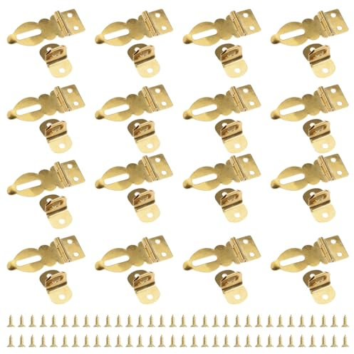 UFURMATE Mini lucchetto in ottone, 16 chiavistelli per montaggio a 180 gradi, cerniere decorative per scatole di legno, portagioie, valigie (oro)