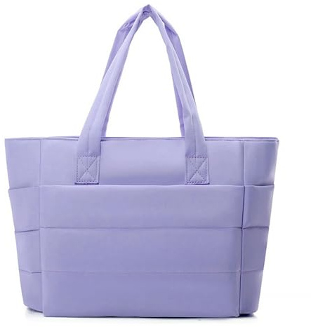 Keyck Borsa Tote Donna Borse Tracolla Grande Puffer Tote Bag Università Shopper Donna con Tasche Multiple Cerniera Leggera Borsa da Viaggi per Lavoro Ufficio Scuola, Viola