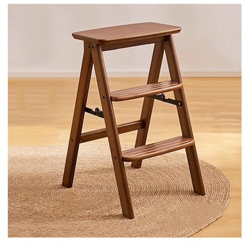 Scaletta pieghevole a 3 gradini, in legno, portatile, antiscivolo, multifunzionale, per casa e cucina