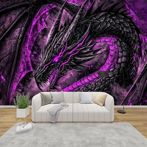 AevuCub Dragon Wallpaper for Living Room - Boys Wall Murals for Bedrooms, Fantasy Wall Art, Non-Woven Photo Wallpaper 3D Effect, 100x70 cm