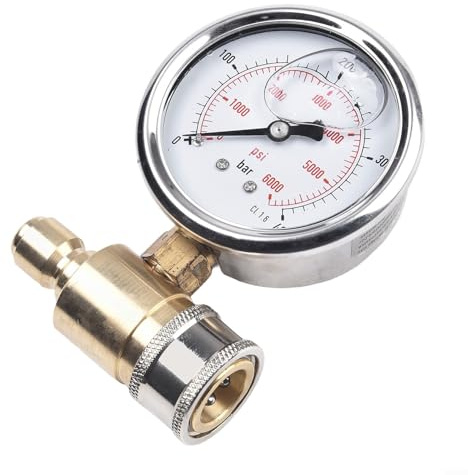 snowchecking Water Pressure Gauge, 3/8-inch Quick Insertion Shockproof Pressure Resistant 5000PSI For Power Washer