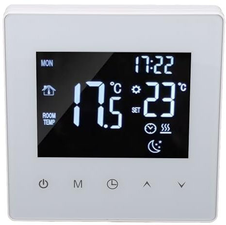 Estink Bodenheizung Touchscreen Thermostat Digitalanzeige Controller Weiß für Krankenhäuser Einkaufszentren Freizeit Platziert Negative Temperaturkoeffizientensensor (K2MRH3A WiFi)