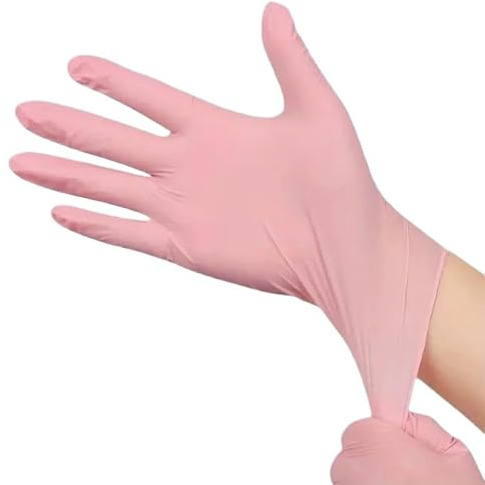 PBHOVIITG 20/50/100PCS Rosa Nitril Einweghandschuhe 3,5 mil Latexfrei Haushaltsreinigung for Lebensmittel Vor Tattoo Schönheitskosmetikerin(Pink 100PCS,L)