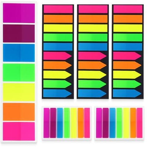 1020 Stück Haftnotizen Translucent Sticky Notes Plastik Index Tabs Bunt Notizzettel Haftstreifen Page Marker Transparent Klebezettel Beschreibbar für Dokumente, Bücher, Büro, Schule