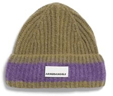 ARMEDANGELS Unisex Mütze aus Alpaca-Woll Mix JUPILAA STRIPED UN-WASTED Oliva-dark Purple Stone