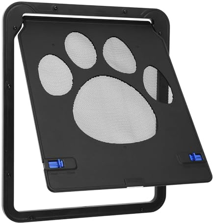 Große Tierklappe Haustiertür, abschließbar, Schiebetür mit Magnetverschluss, selbstschließend, for Katzen und Hunde, Fliegengitter, Tür-Set