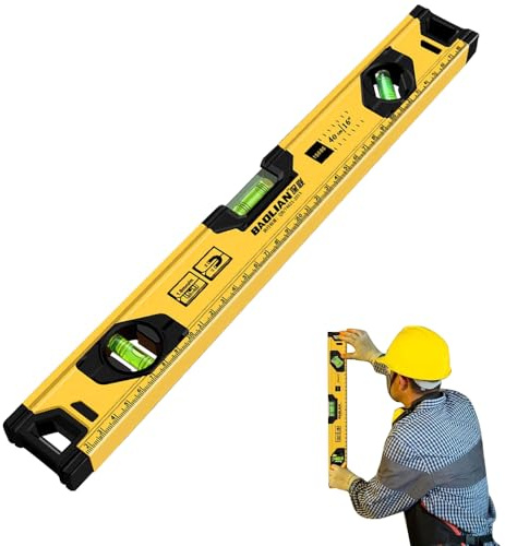 RNPKZ Spirit Level, 400MM / 16 Inch Magnetic Torpedo Level with 3 Bubble 45°, 90°, 180°, Shockproof Aluminium Alloy Level Tool for Home Decor Crafting, Measurement, Acceptance (Yellow)